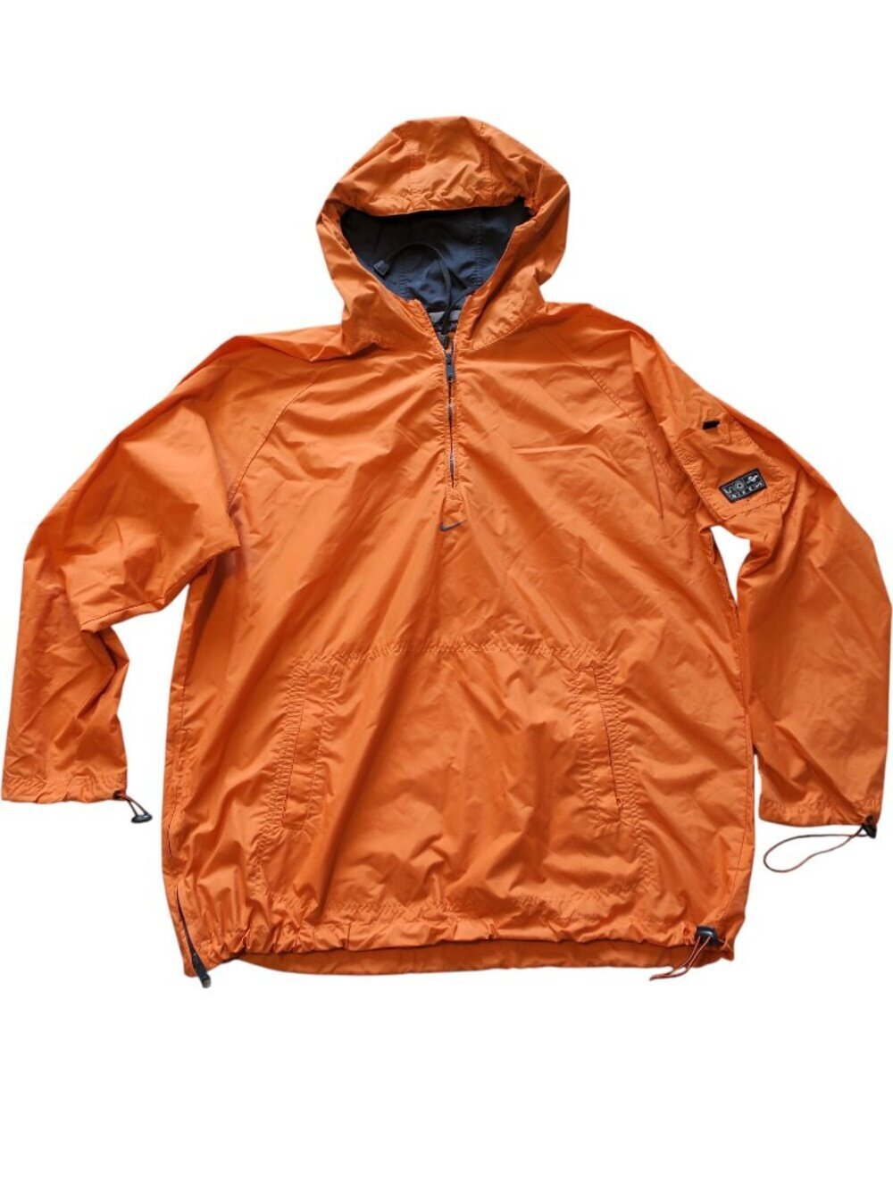 Nike Center Swoosh Windbreaker Orange Hooded Pullover Jacket Y2K Men's Large
